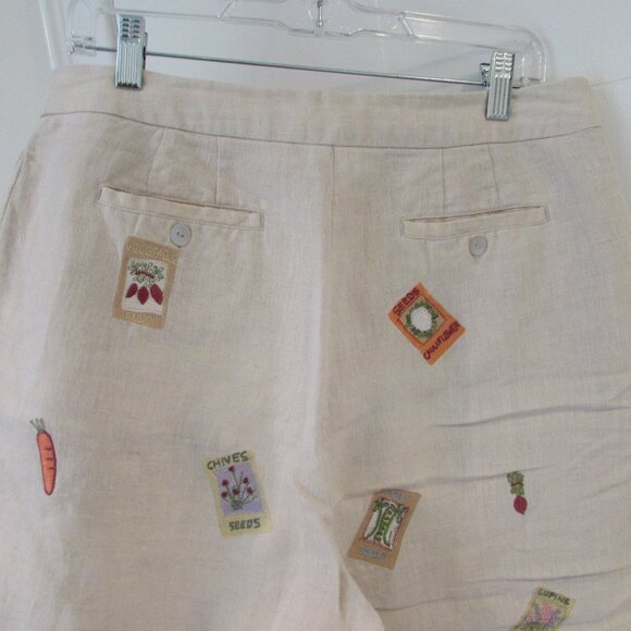 *3/$10*  Alexandra Bartlett Linen Garden Seeds Shorts 17" Inseam - Picture 6 of 15